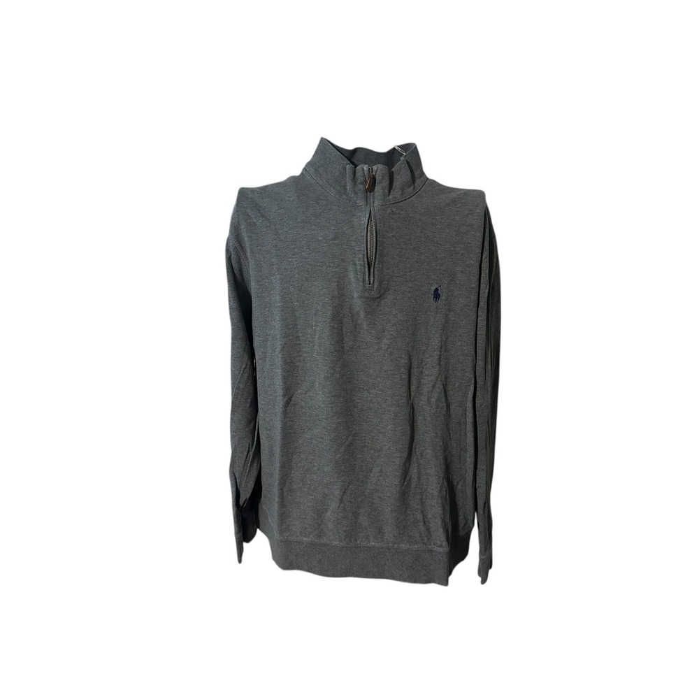 Polo Ralph Lauren Mens Gray Heathered Quarter Zip Pullover Sweatshirt Size XL